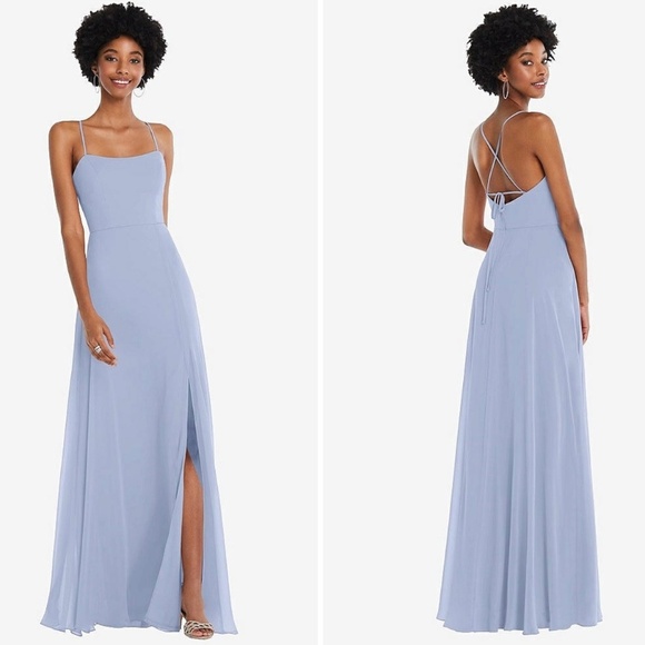 After Six Scoop Neck Convertible Tie Strap Maxi Dress With Front Slit Size 12 - Picture 1 of 10